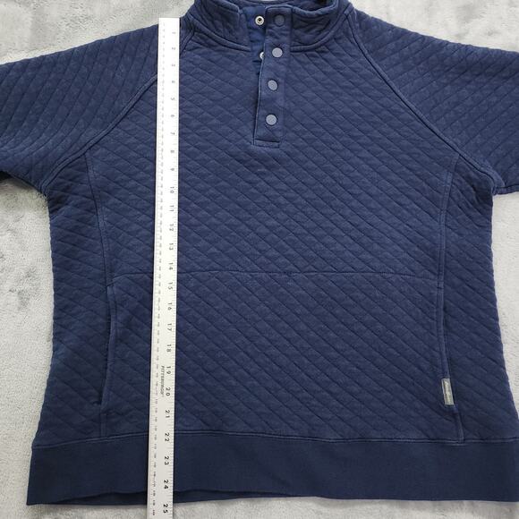 Eddie Bauer Sweater Mens L Blue Midweight Quarter Snap Mock Quilted Pullover - Picture 8 of 9